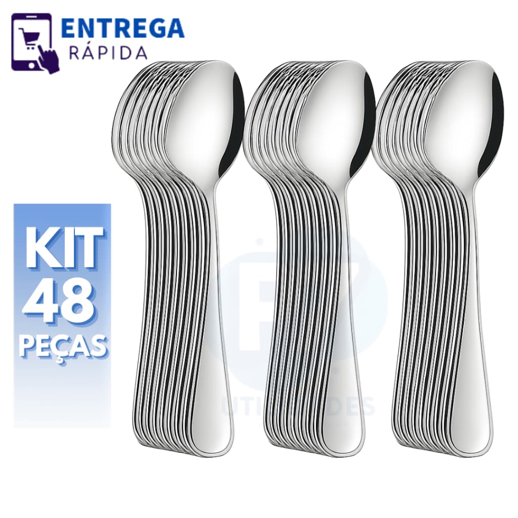 Jogo de Talheres 48 Peças Colher de Sopa em Aço Inox Jogo de Talher Colheres de Mesa