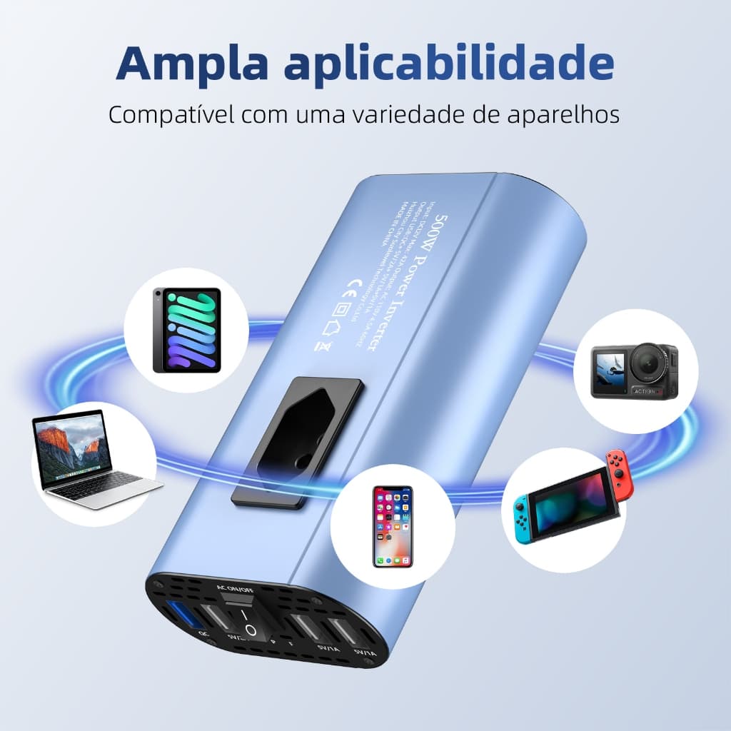 Inversor de onda senoidal modificada de 12V 110V / 220V 500W para carro e celular