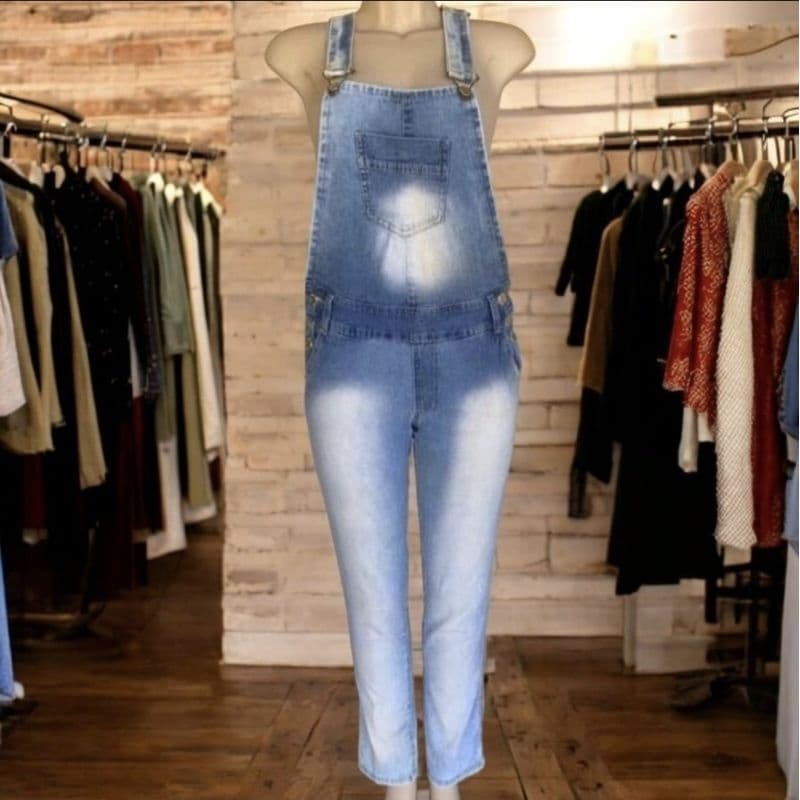 Jardineira macacão jeans feminino tamanho 40