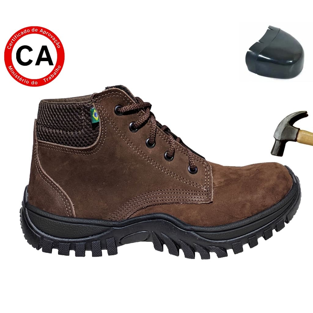 Bota Segurança Trabalho Couro Biqueira Pvc Botina Adventure