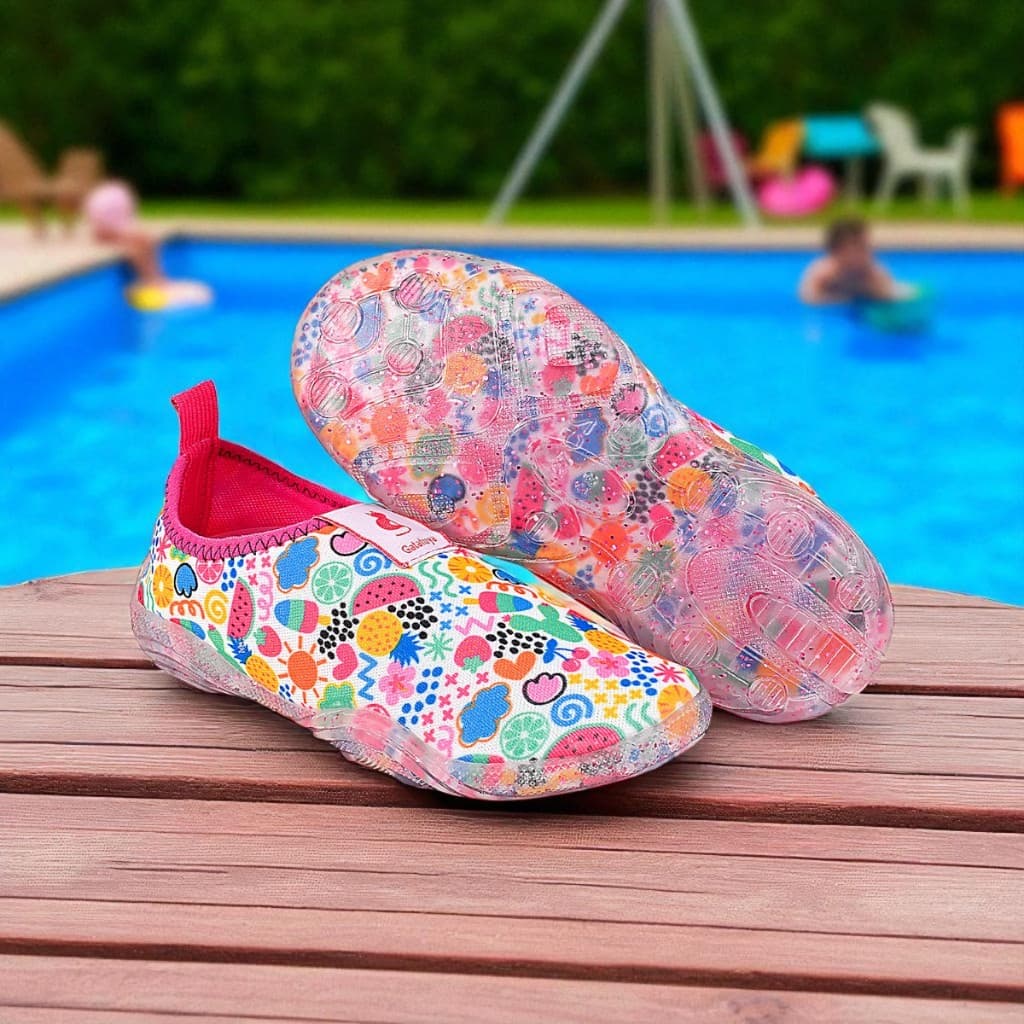 Sapatilha Aquática Infantil Menina Calce Fácil Branco/Colorido BB&Kids