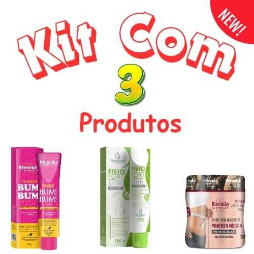 Queima Gordura Kit Com 3 Produtos Reduçao de Medidas Reduz Celulite Reduz Estrias Bum Bum Durinho