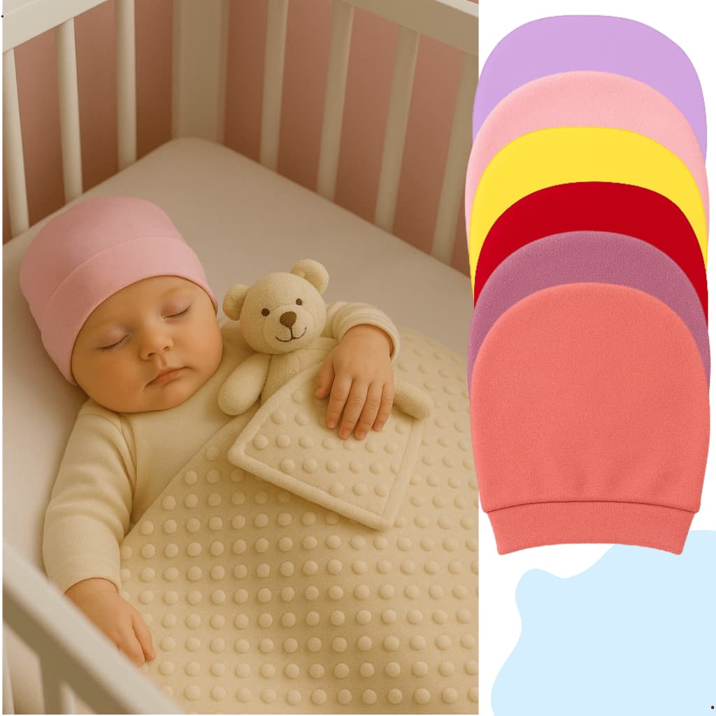 Kit 6 Toucas Bebê Recém Nascido Maternidade Coloridas Lisas Estampadas 100% Algodão Antialérgico Gorro Enxoval RN