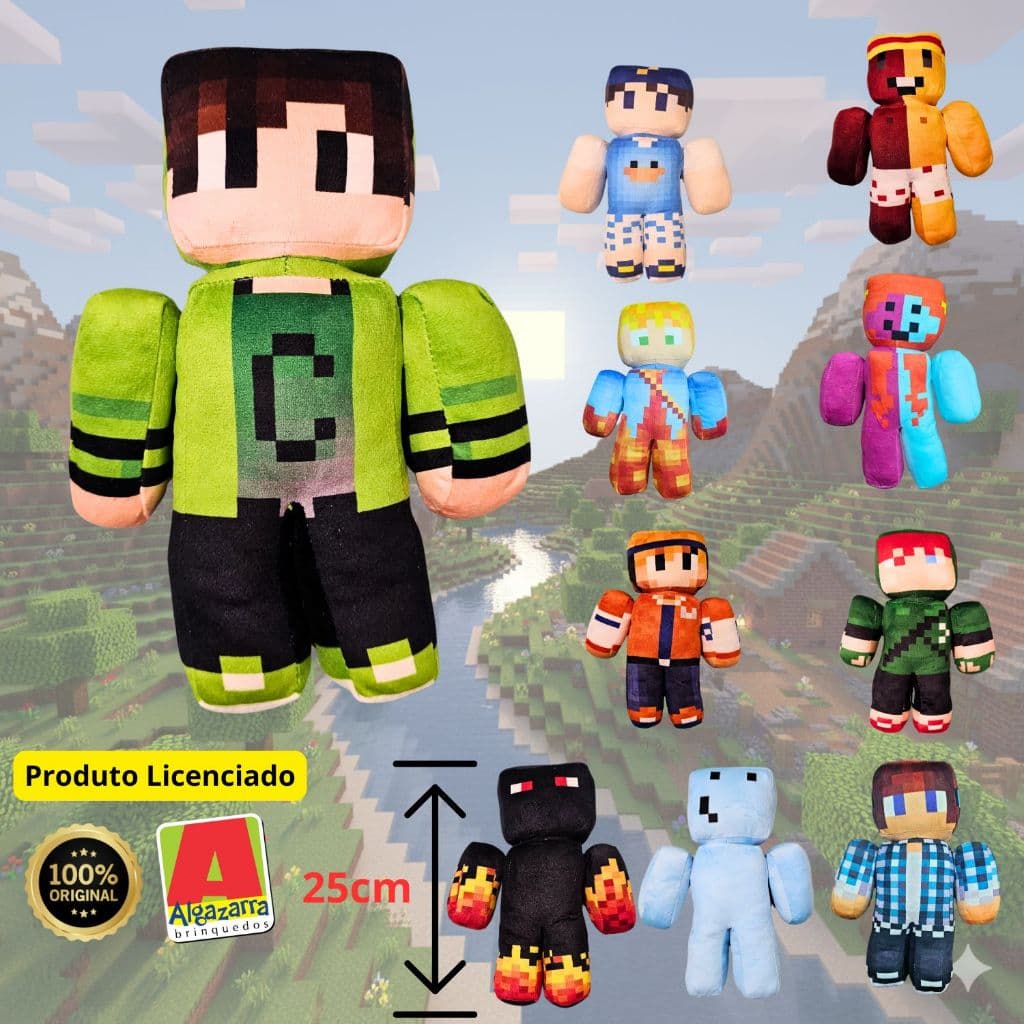 Pelúcia Streamers Algazarra - 25cm. Coleção Cadres, Athos, Authentic Games, Robin Hood, Mana e + Antialérgico, INMETRO.