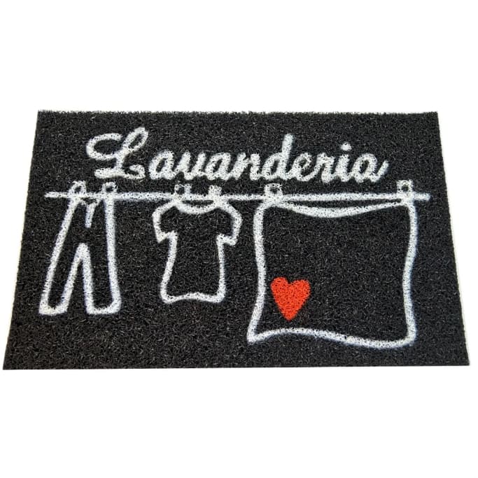 Tapete Capacho 60x40 Lavanderia Antiderrapante Roupas Decorativo porta
