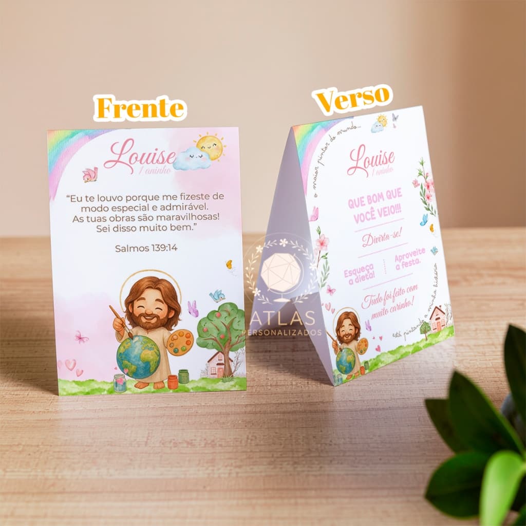 Kit Plaquinhas de agradecimento - Centro de mesa (Maior Pintor do Mundo - Menina)