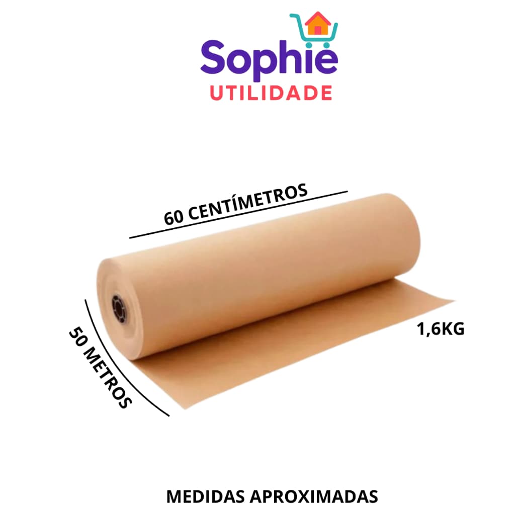 Papel Bobina Rolo Semi Kraft Pardo Embalagem 15cmx50m 30cmx50m 45cmx50m 60cmx50m 90cmx50m