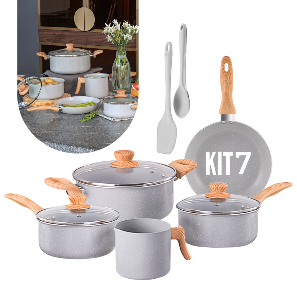 Jogo de Panelas Brinox Easy 7 Peças ou 10 Peças Ceramic Life Antiaderente Indução Cor Gris