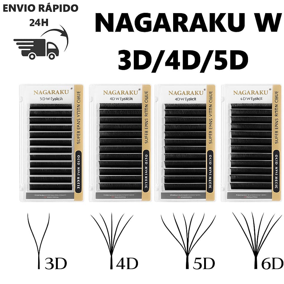 Cílios Nagaraku W 3D 4D 5D | Volume Egípcio | Alongamento Extensão De Cílios | Retenção Adesivo Cola