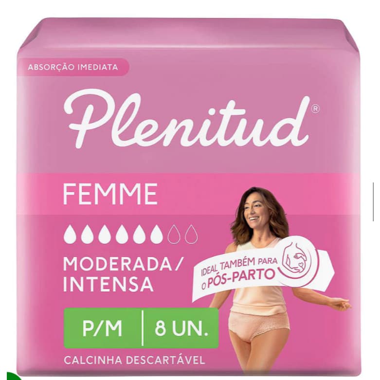 Roupa Íntima Calcinha Descartável Pós Parto Plenitud Femme Tamanho P/M 8 unid