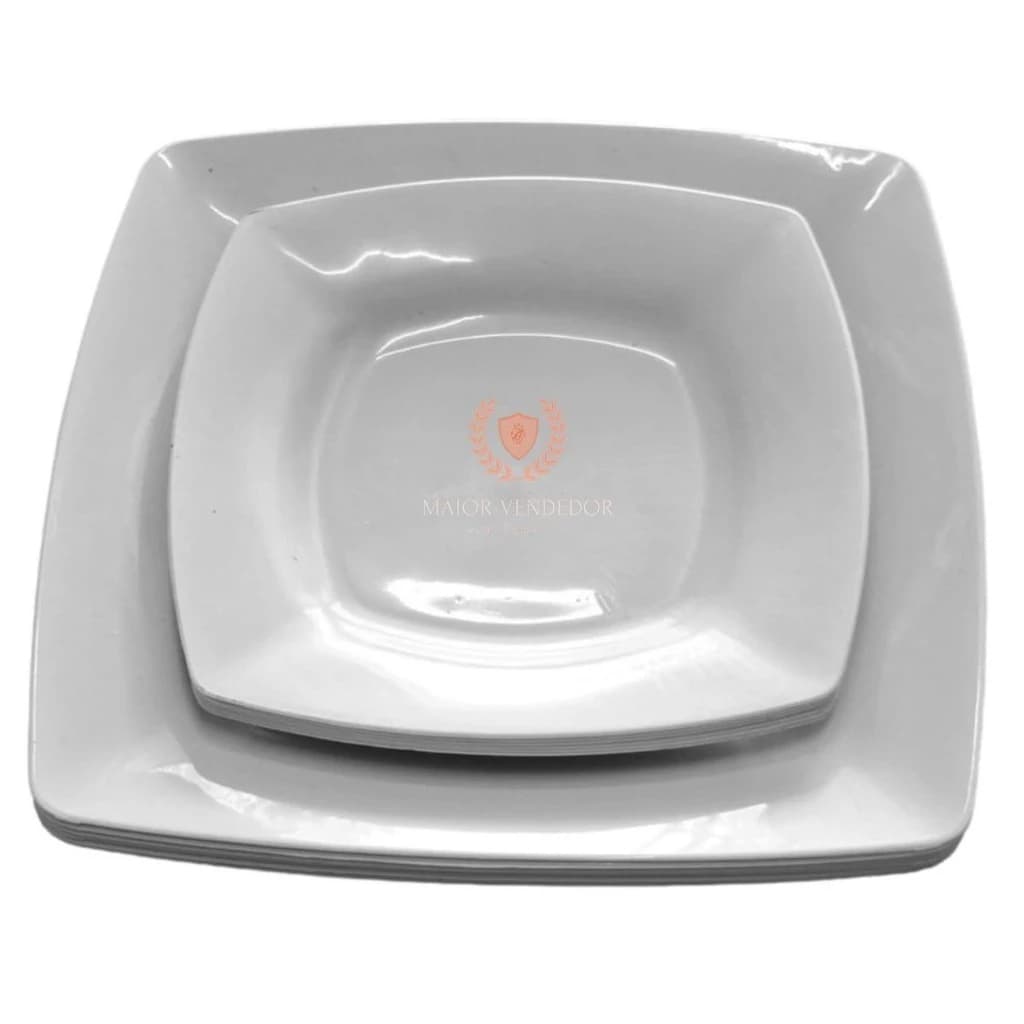 Kit 100 Pratos Quadrados 50 Pratos p/ Refeição + 50 Pratos p/ Sobremesa