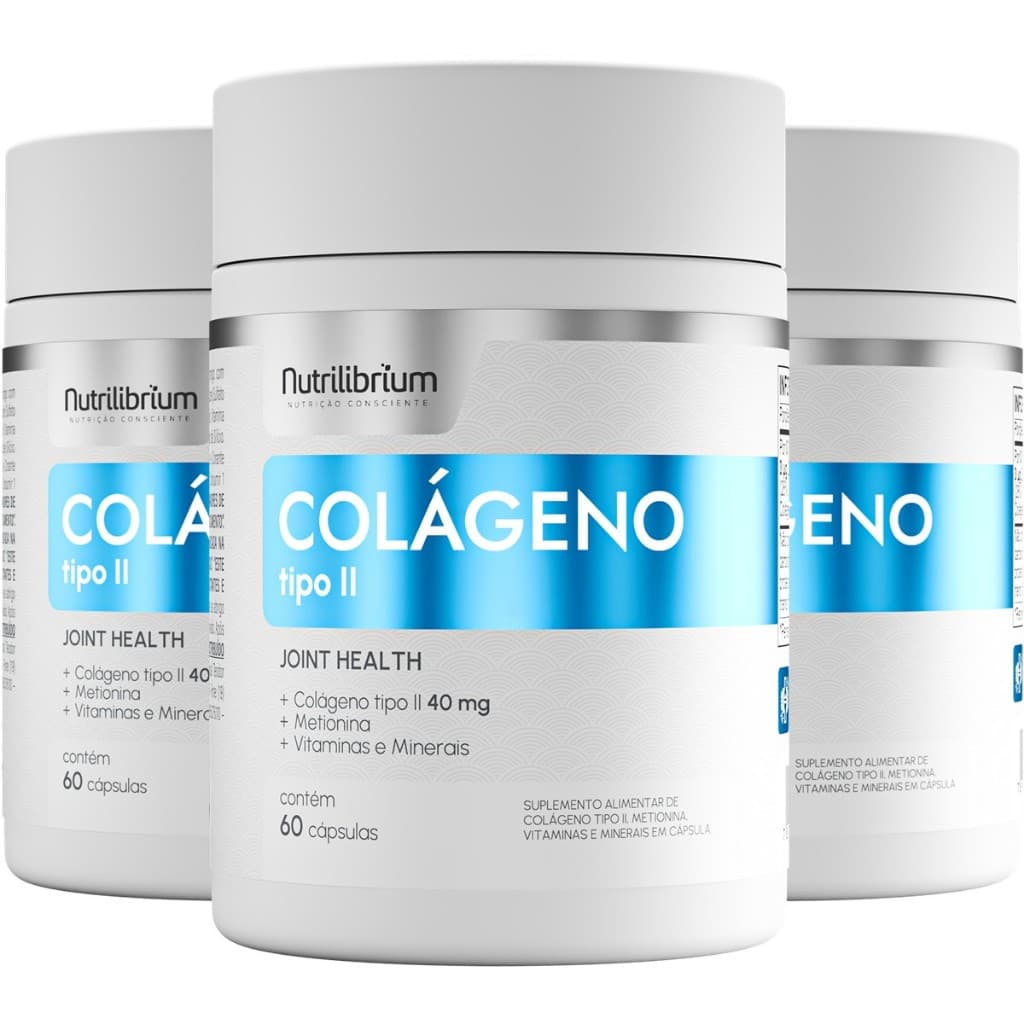 Kit 3x Colágeno Tipo 2 Premium 180 Cápsulas Nutrilibrium