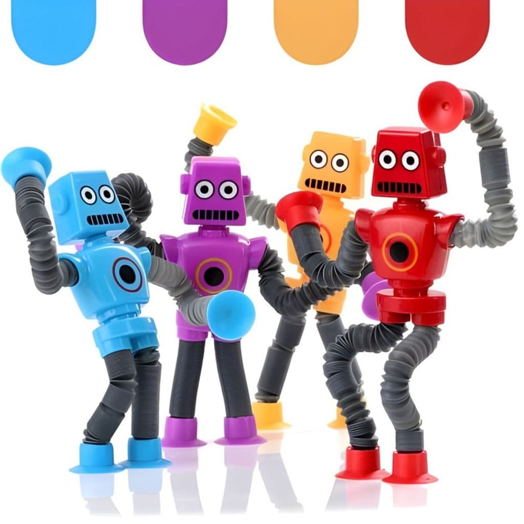 Kit 1 a 5 Robô Pop It Estica Puxa LED Ventosa Sensorial Anti Stress