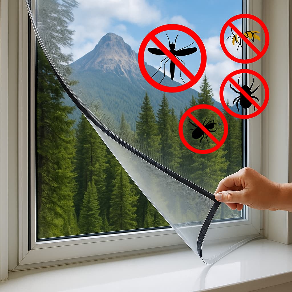 Tela Mosquiteira 150 x 180 cm Fita Dupla Face Removível Anti Mosquitos e Inseto para Janelass