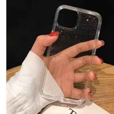 Capa Transparente de Acrílico com Glitter Cristal para iPhone