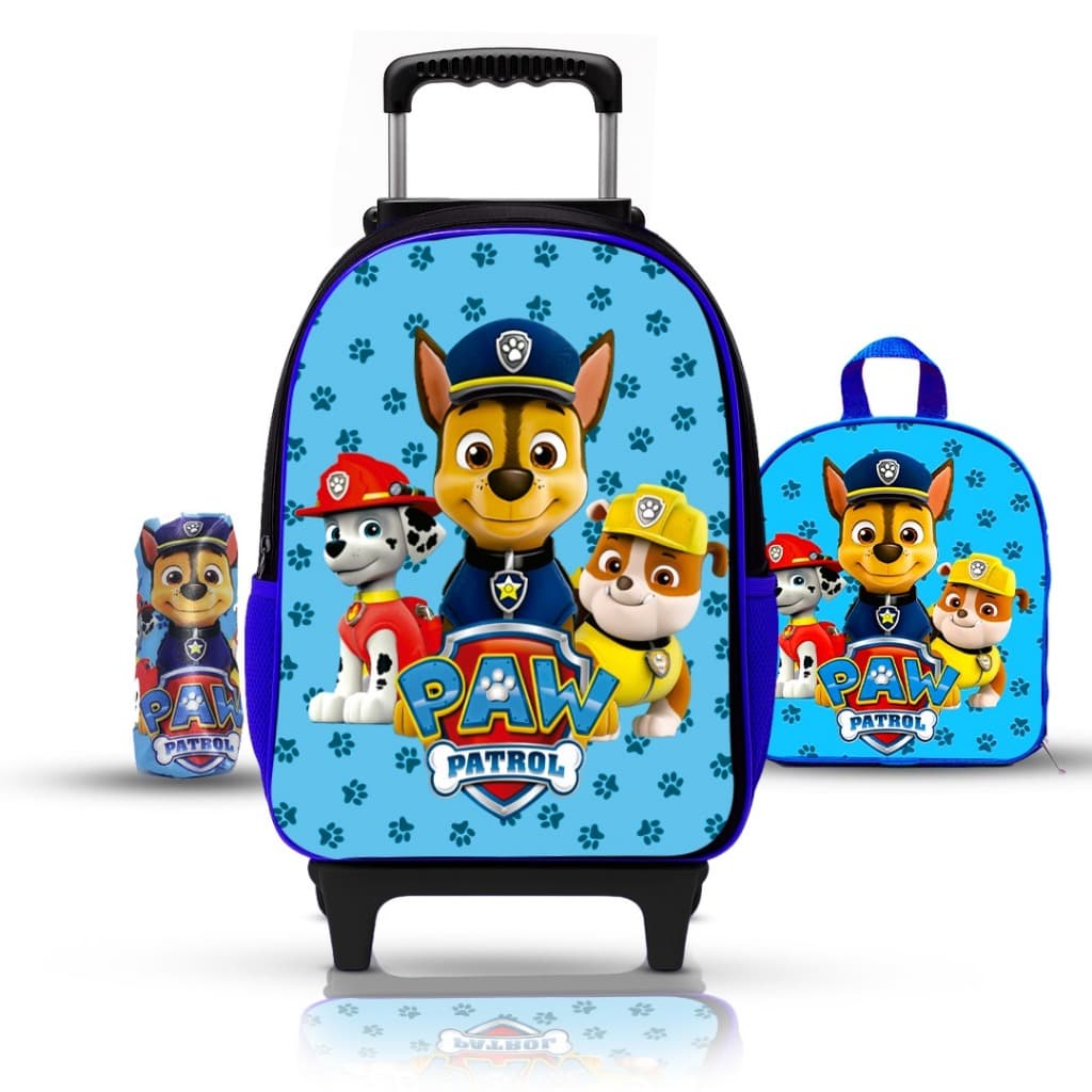 KIT Mochila escolar infantil patrulha canina com lancheira e estojo