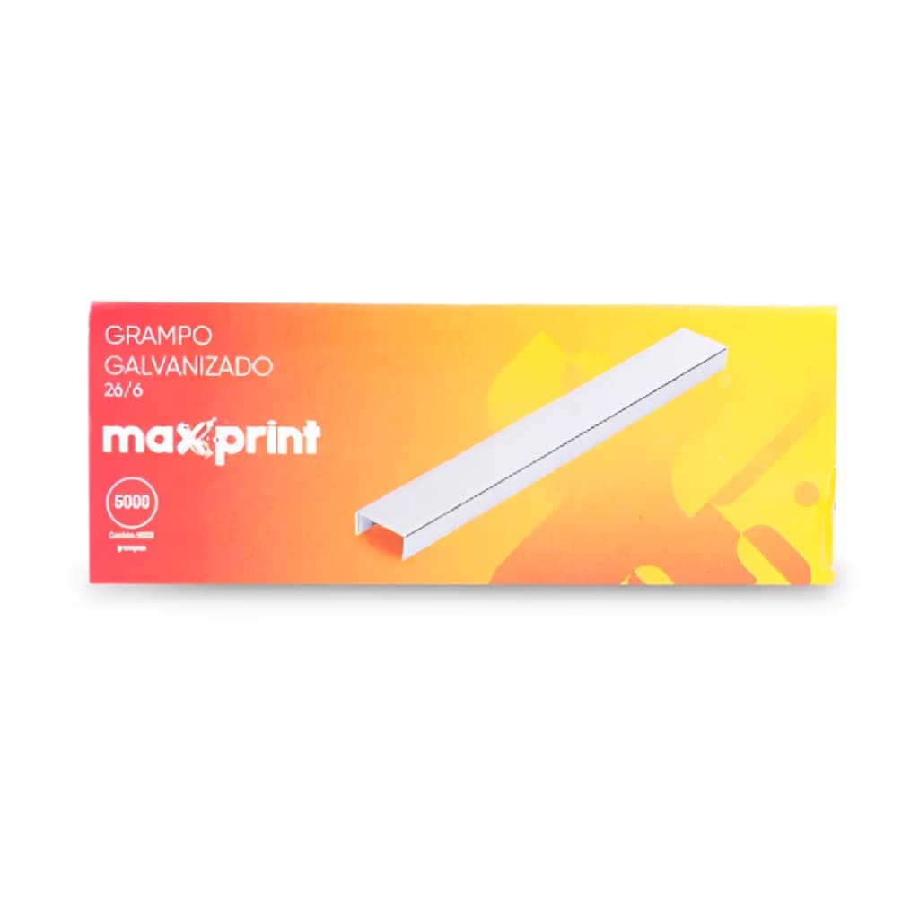 Grampo Papel Grampeador Folhas Escritório Galvanizado 26/6 Caixa com 5000 Unidades Maxprint
