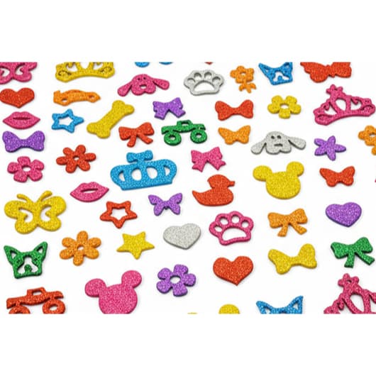 200 Adesivos Pet Sortidos Laços Piercings Eva Com Glitter Para Pet Shop  Banho E Tosa