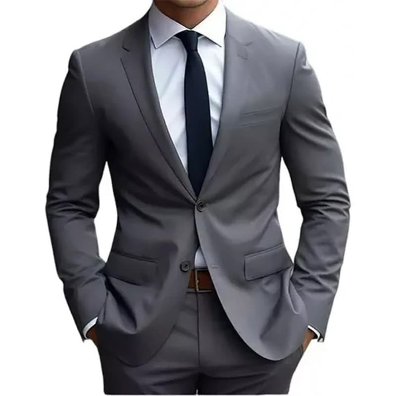 Terno Slim Oxford Premium Cinza Chumbo Masculino Paletó + Calça