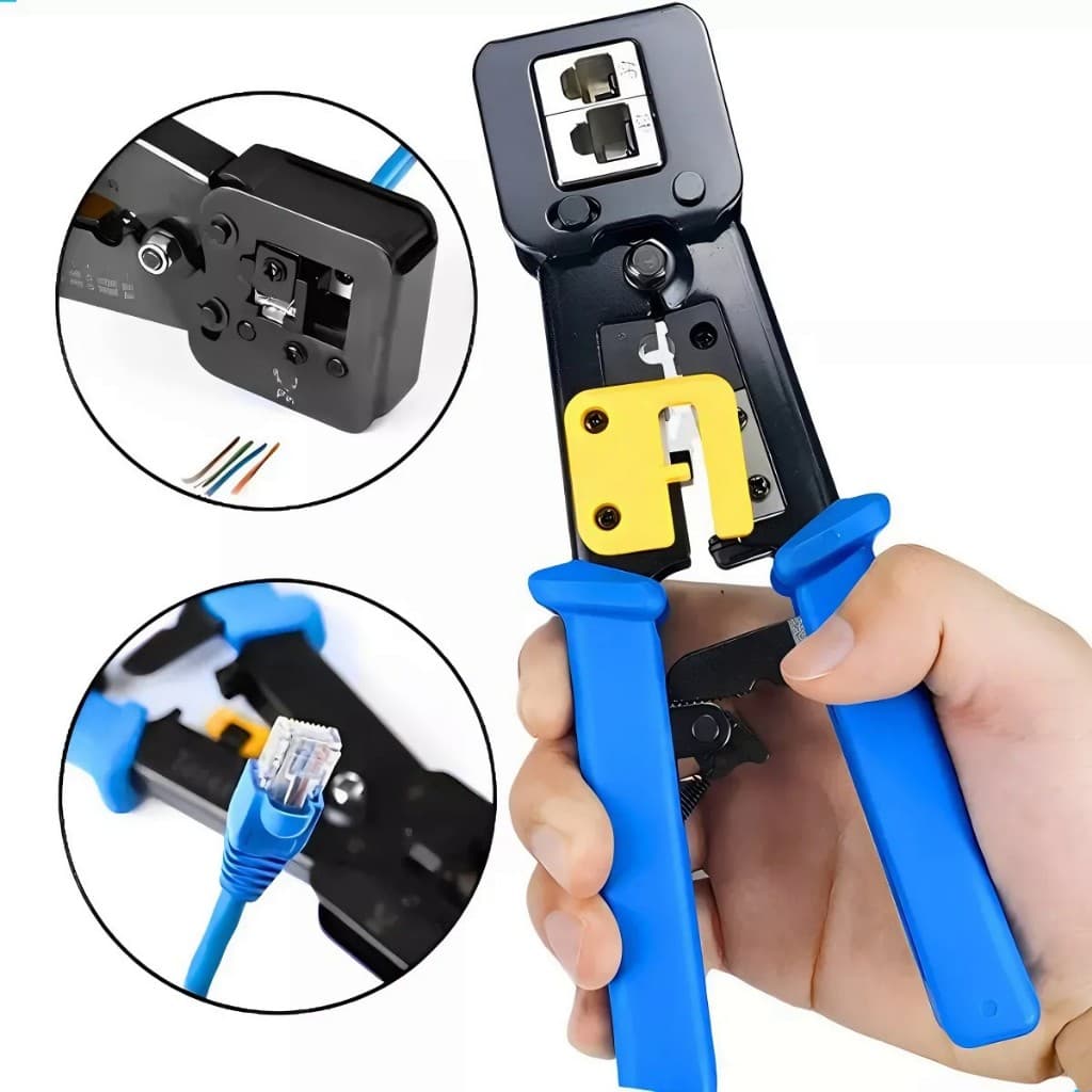 Alicate Crimpar Rj45 Rj11 Rj12 + 10 conector VAZADO