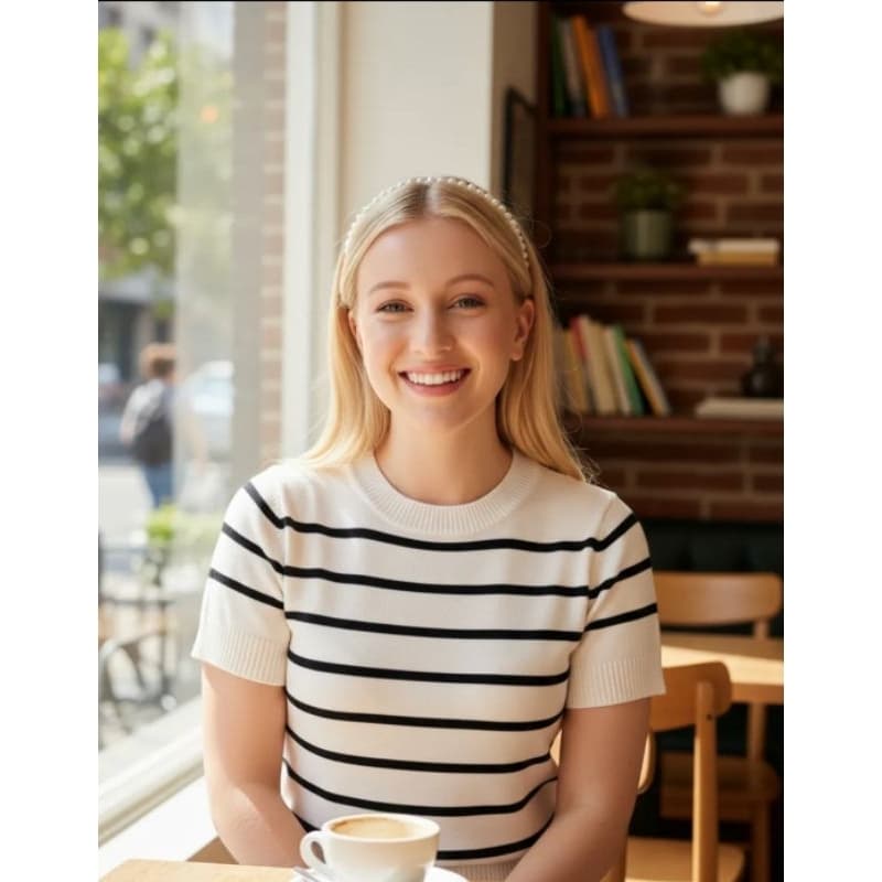 BLUSA TRICOT LISTRADA MANGA CURTA TENDÊNCIA VERÃO 24/25