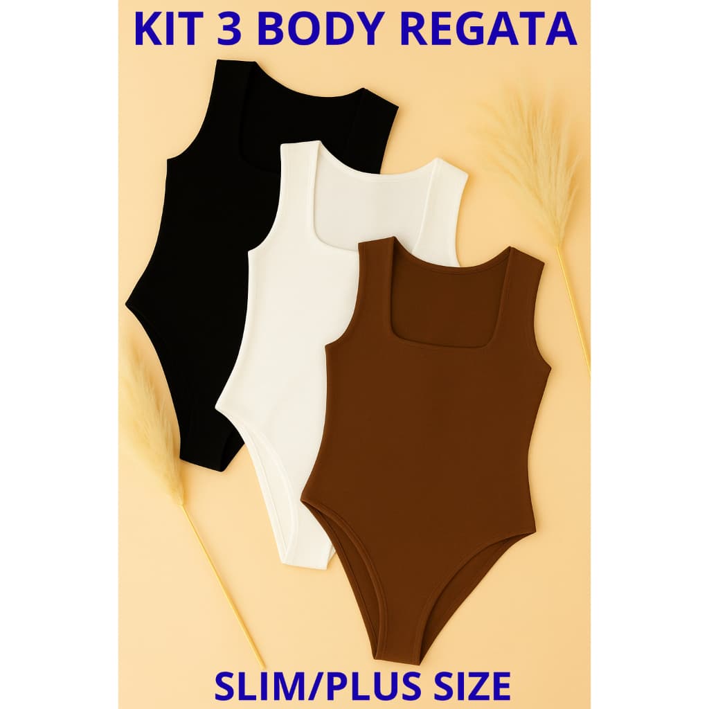 Kit Body Plus Size Regata Decote Quadrado Conforto e Estilo para Todos os Dias