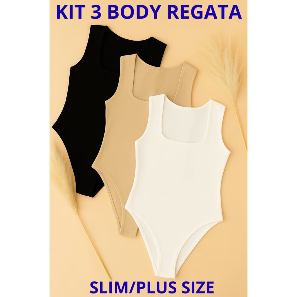 Kit Body Plus Size Regata Decote Quadrado Conforto e Estilo para Todos os Dias