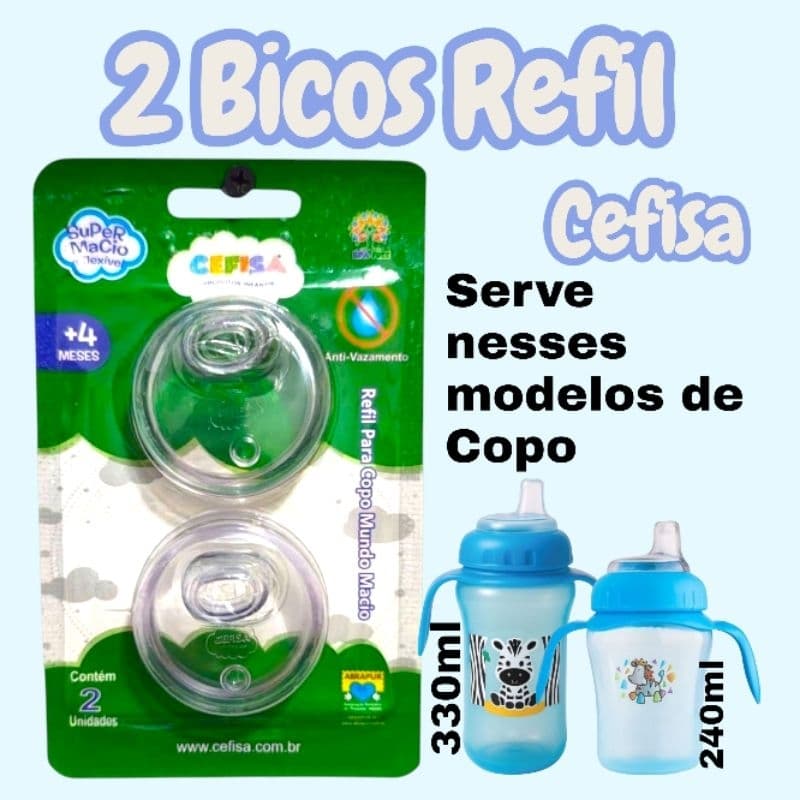 Bico Refil Copo Treinamento Mundo Macio Cefisa com 2 Unidades