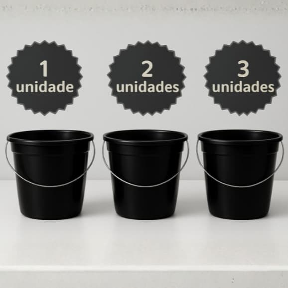 Kit Baldes de Plástico 8 Litros com Alça Metálica - Premium Multiuso | 1 a 4 Unidades