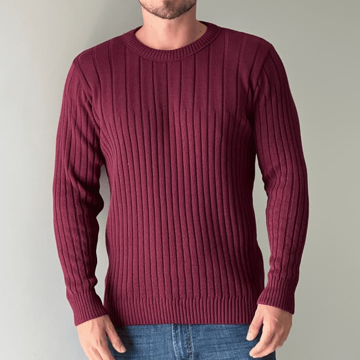 Sueter Masculino Canelado Inverno Casual Dia a Dia Trico