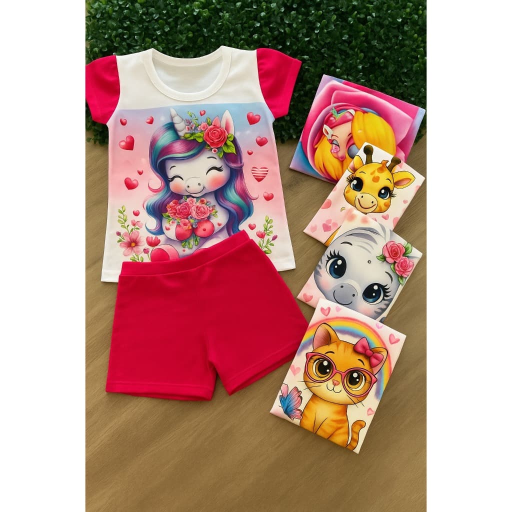 Kit Blusa Infantil Feminina Menina Em Malha Suede Estampas 1 a 6 anos