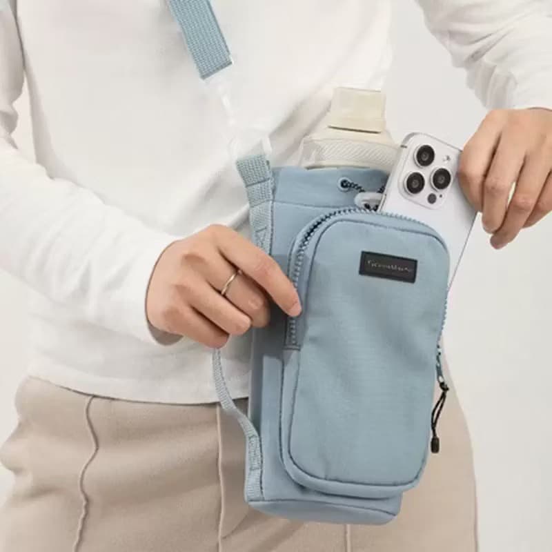 Bolsa de armazenamento com cordão para chaleira portátil para celular ao ar livre, capa para copo térmico