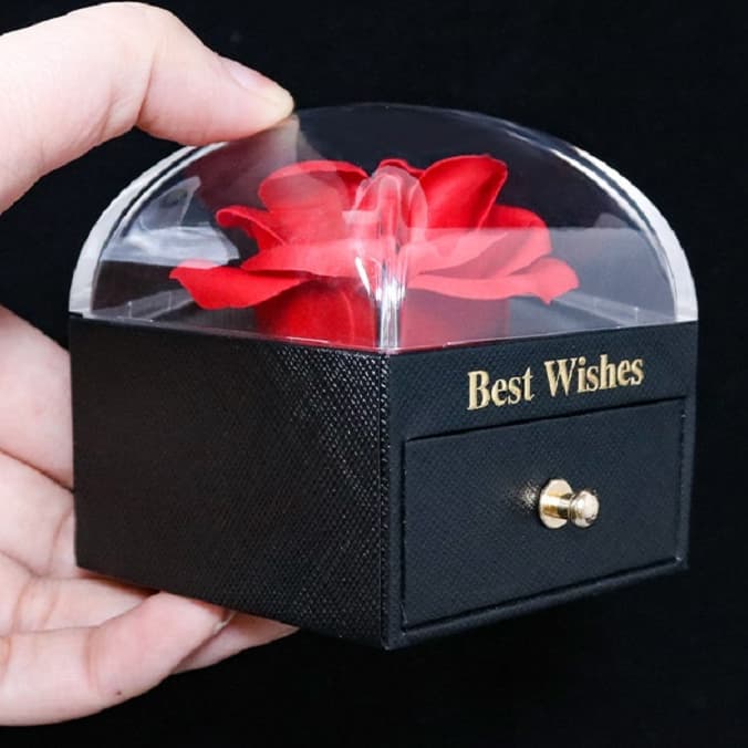 Caixa De Armazenamento Com Design De Flor Rosa Para Colar/Anéis/Bijuterias/Cosméticos