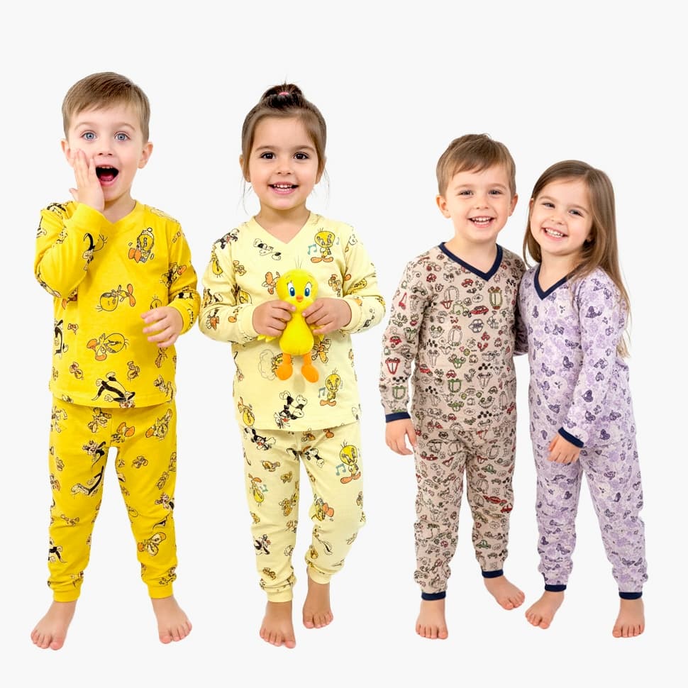 Pijama Infantil 100% Algodão Confortável Estampado Leve e Macio para Menino e Menina