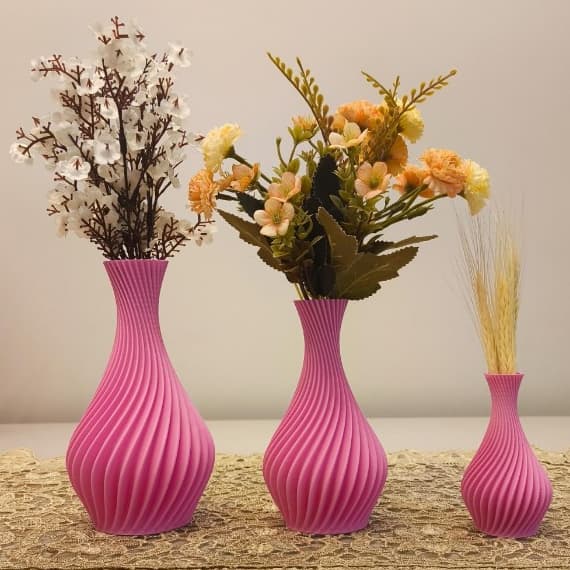 Kit Vasos Decorativos Luxo Rosa em Espiral - Jarro Decoração