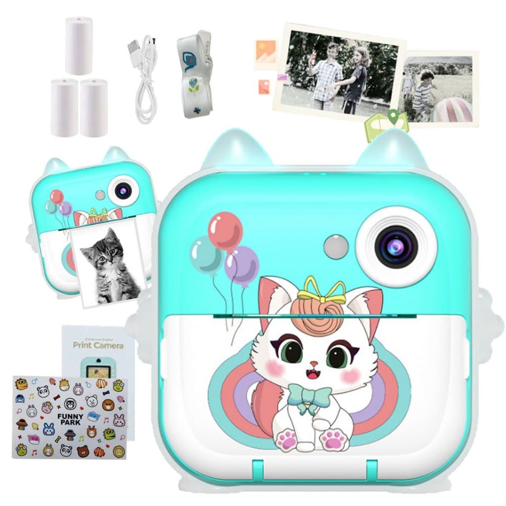 Câmera Infantil Divertida Gatinho Hd Impressão Instantânea rosa/azul