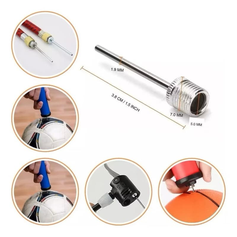 KIT Agulha De Pressão Para Inflar Basquete Futebol / Bomba De Ar Bico Pinos