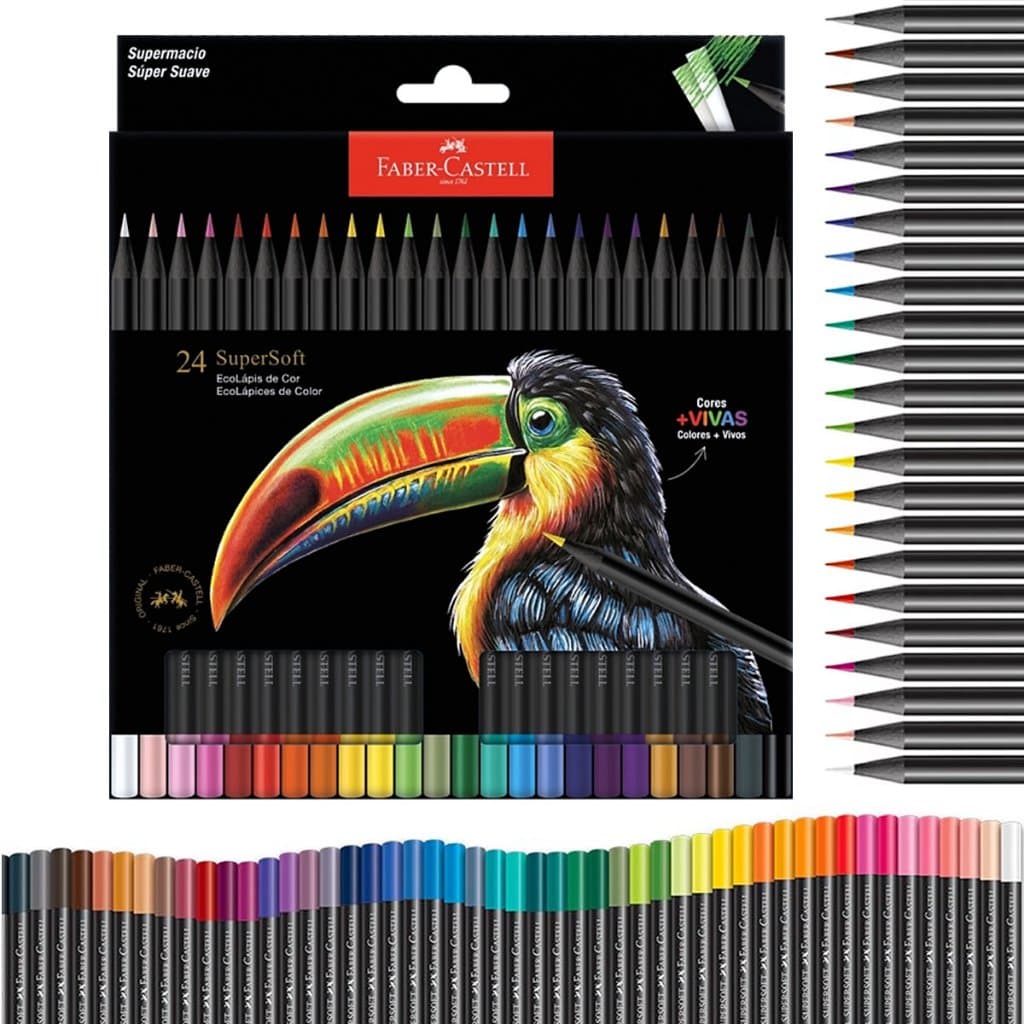 Lápis de Cor, Faber-Castell, EcoLápis Supersoft, 24 Cores Nova Edição