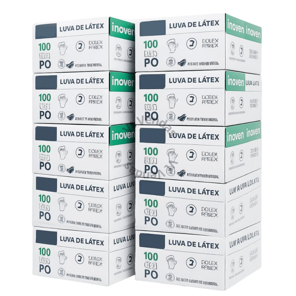 Kit Até 10 Caixas de Luva Látex Descartável Procedimento PP P M G Com Pó 1000 Unidades