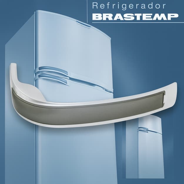 Puxador (com acabamento) Porta Geladeira Brastemp brm33 brm37 brm43 brg43 brd36 326044092