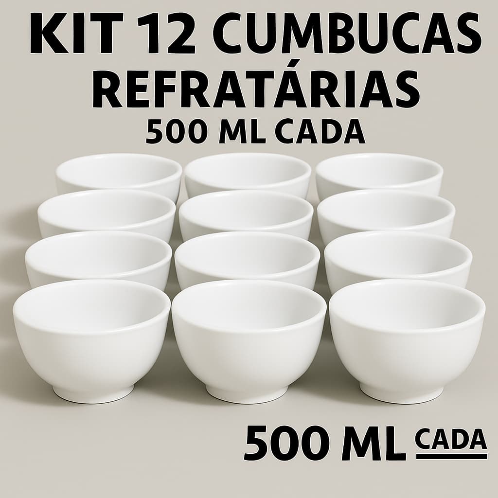 kit 12 cumbuca tigela bowl caldo v. 500 ml porcelana Branca açai sopa feijoada restaurante hotel