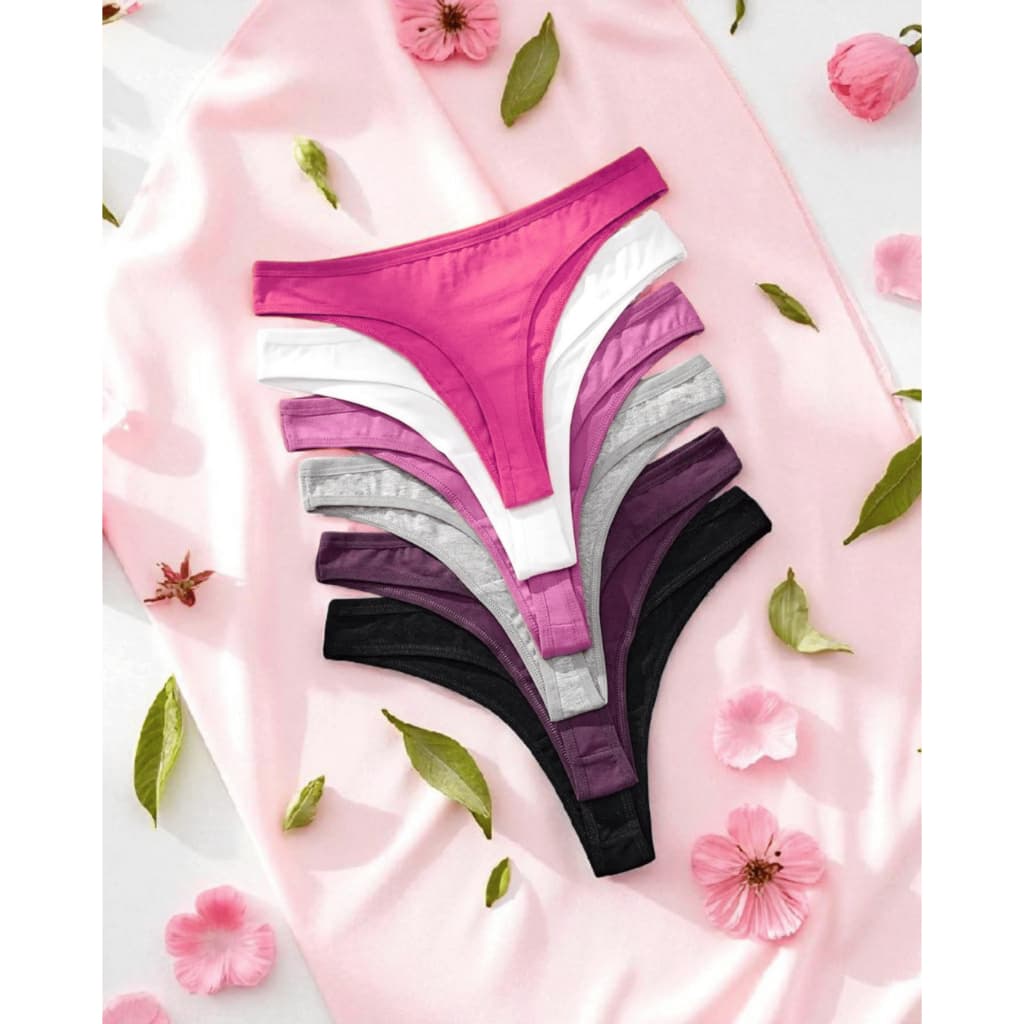 Kit 10 Calcinhas Fio Dental de Algodão Respirável Lingerie