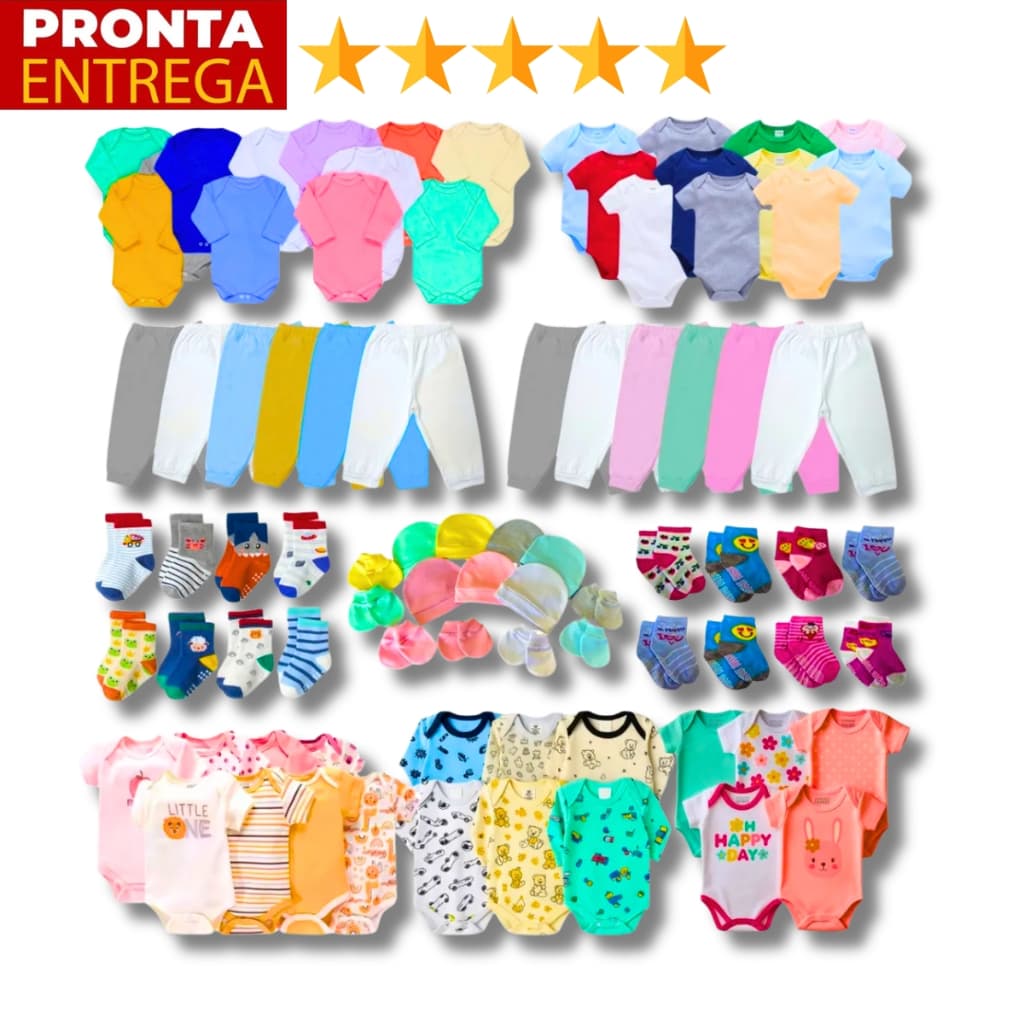 Kit 30 Peças Conjunto Enxoval Bebê Roupa Calça Body Recem Nascido Atacado