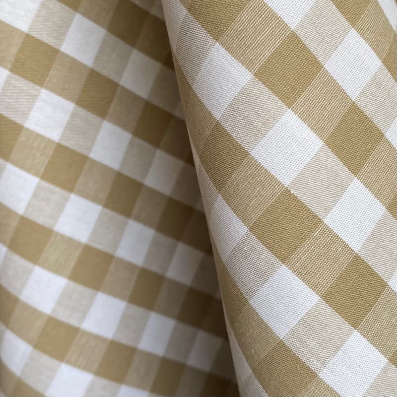 Tecido Tricoline Xadrez Médio 20xm Fio Tinto Vichy CÁQUI 100% Algodão