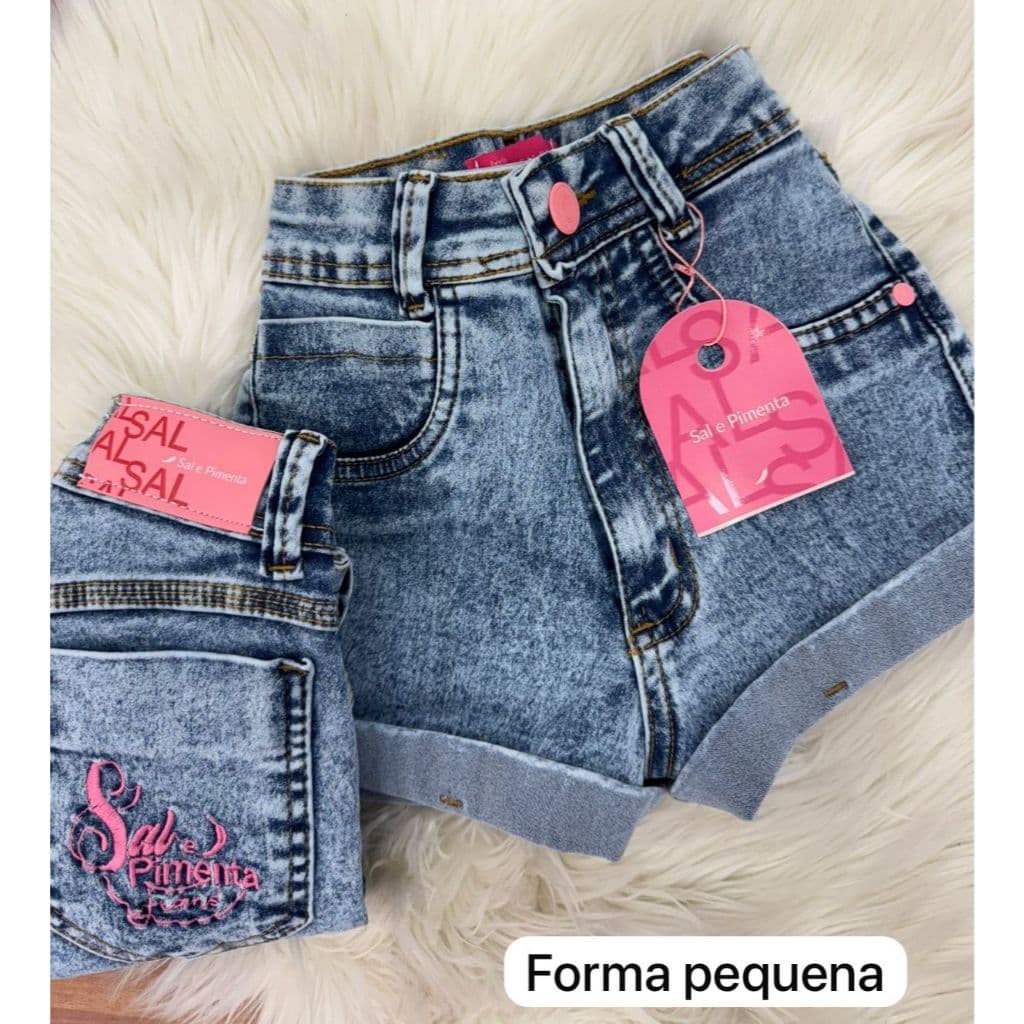 Short Jeans Feminino Sal e Pimenta Pimenta Original Mom Cintura Alta com Lycra