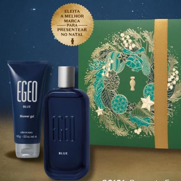 Kit Presente Natal 2025 Egeo Blue: Desodorante Colônia 50ml + Shower Gel 100g O Boticário Natal