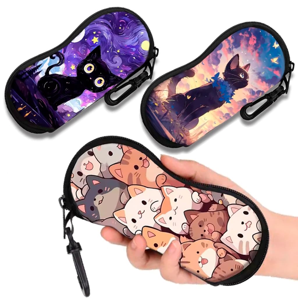 Estojo Case para Óculos em Neoprene – Estampa de Gato Gatinho Pet Lover 🐱🐾