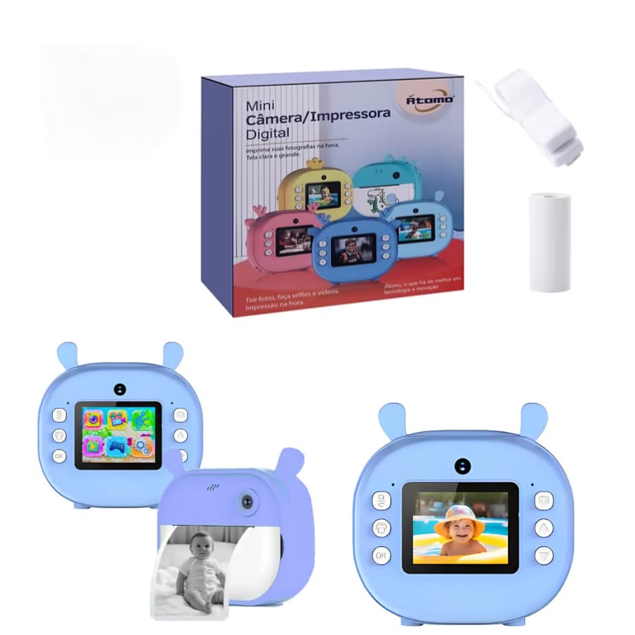 Câmera De Impressão Instantânea Para Crianças Vídeo Fotografia Digital Fotográfica Toy Mini Impressora