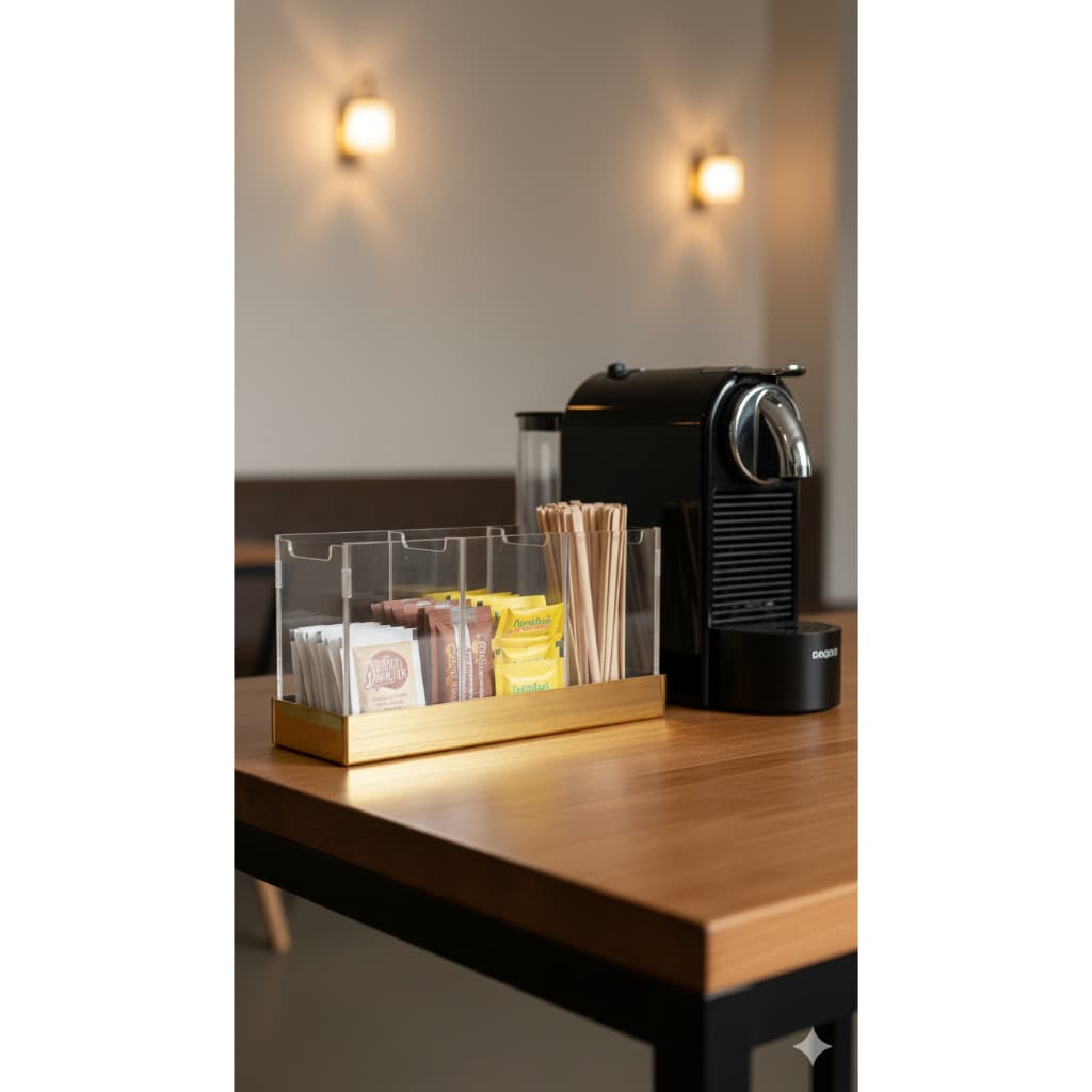 Porta Açucar, Adoçante Caixa Organizadora de Sachês Com 3 Divisorias em Acrílico