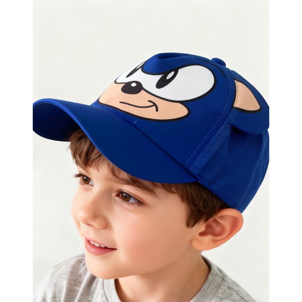 Boné Infantil Sonic com Orelhinhas 3D menino e menina personagens Proteção Solar e Secagem Rápida